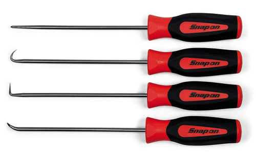 Snap-on SGLASA604BR | 4 pc Instinct Heavy-Duty Pick Set, Red | 4 pc, 6 in Exposed Pick, 3/16 in Shank