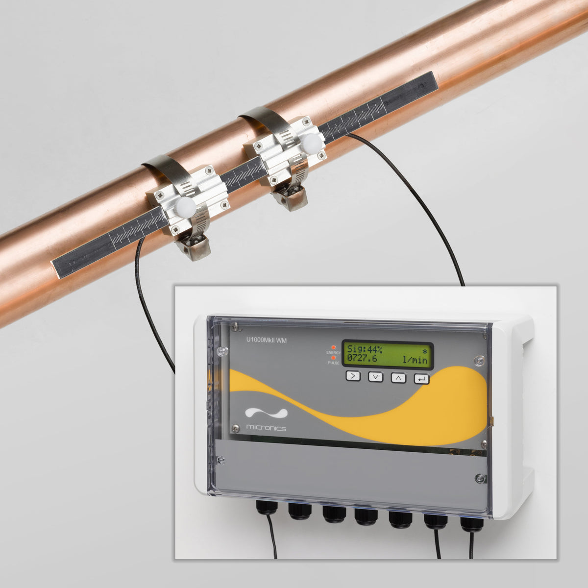 Micronics U1000MKII-FM-WM | Clamp-on Flow Meter with Wall-Mounted Display | 25–225 mm OD - generaltechuae