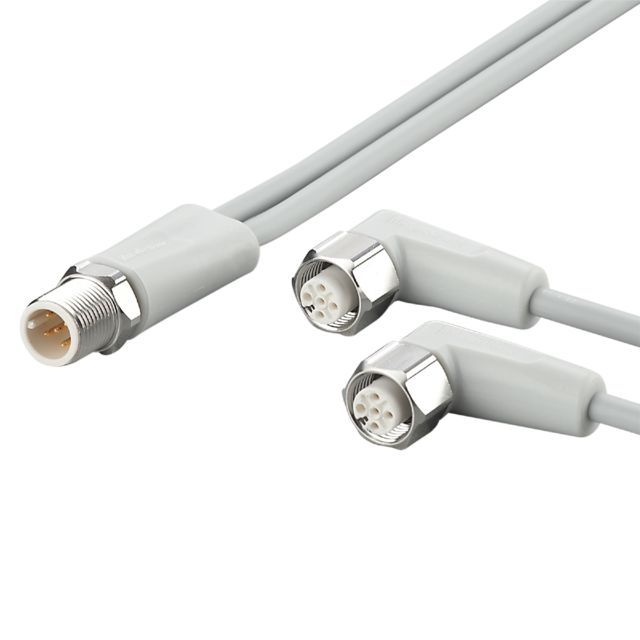 ifm EVF334, Straight Male 5 way M12 to Right Angle Female 5 way M12 Communication Cable, 5m