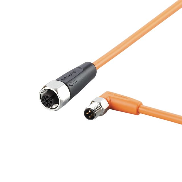 ifm EVT465, Right Angle Male 1 way M8 to Straight Female 1 way M12 Sensor Actuator Cable, 300mm