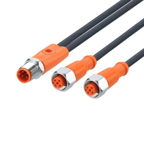ifm EVM093, Straight Male 1 way M12 to Straight Female 2 way M12 Sensor Actuator Cable, 2m