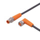 ifm EVC447, Straight Male 3 way M8 to Right Angle Female 3 way M8 Communication Cable, 400mm
