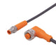 ifm EVC834, Straight Male 3 way M8 to Right Angle Female 5 way M12 Communication Cable, 8m