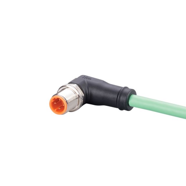 ifm EVC898, Straight Male 4 way M12 to Right Angle Male 4 way M12 Communication Cable, 2m