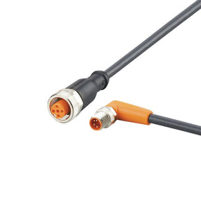 ifm EVC678, Right Angle Male 4 way M8 to Straight Female 5 way M12 Communication Cable, 300mm