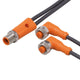 ifm EVC618, Straight Male 5 way M12 to Right Angle Female 5 way M12 Communication Cable, 2m