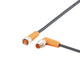 ifm EVC457, Right Angle Male 3 way M8 to Straight Female 4 way M8 Communication Cable, 3m