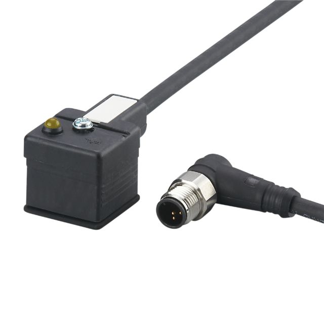 ifm E70129, Straight Female 1 way M12 to Right Angle Female 1 way Valve Connector Actuator/Sensor Cable, 2m