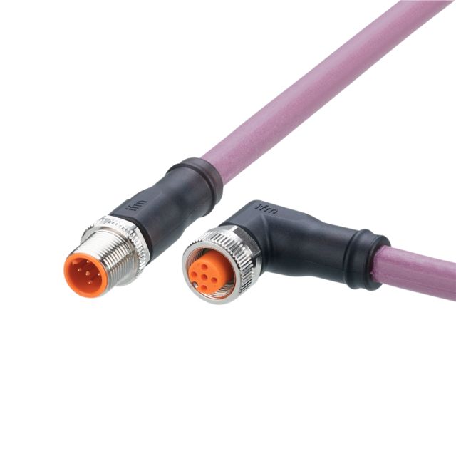 ifm EVC950, Straight Male 5 way M12 to Right Angle Female 5 way M12 Communication Cable, 1m