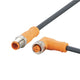 ifm EVC725, Straight Male 4 way M12 to Right Angle Female 5 way M12 Communication Cable, 1m