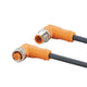 ifm EVC740, Right Angle Male 4 way M12 to Right Angle Female 5 way M12 Communication Cable, 2m