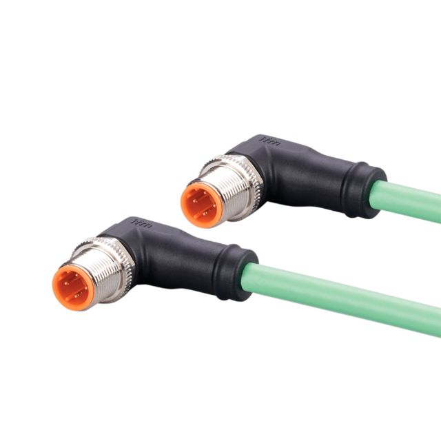 ifm EVC920, Right Angle Male 4 way M12 to Right Angle Female 4 way M12 Communication Cable, 2m