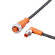 ifm EVC454, Right Angle Male 3 way M8 to Straight Female 5 way M12 Communication Cable, 2m