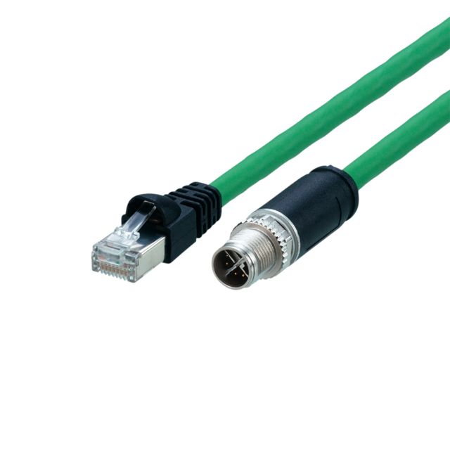 ifm E12632, E126, 5m, Green M12 to Male RJ45 Male, Shielded, Terminated Polyurethane Sheath