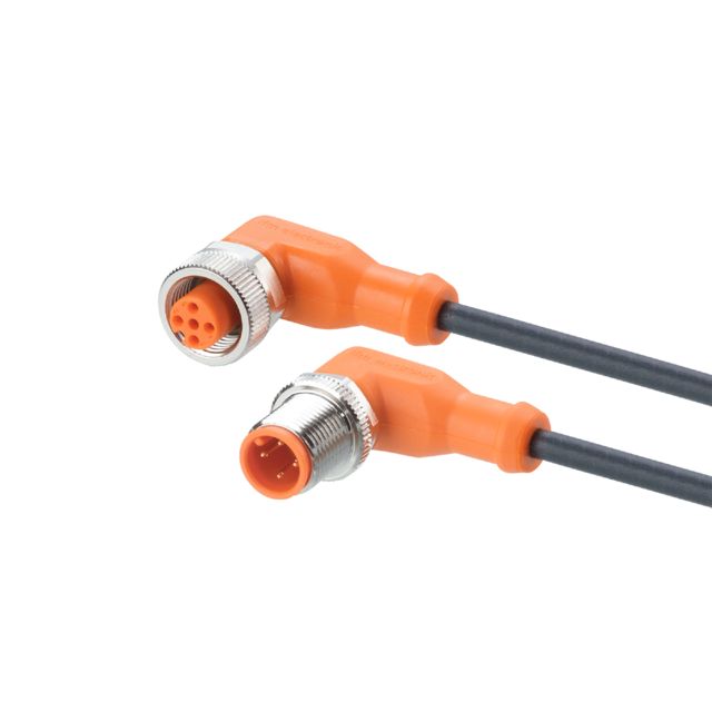 ifm EVC617, Right Angle Male 4 way M12 to Right Angle Female 5 way M12 Communication Cable, 3m