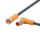 ifm EVC736, Right Angle Male 4 way M12 to Straight Female 5 way M12 Communication Cable, 20m