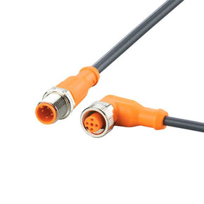 ifm EVC403, Straight Male 4 way M12 to Right Angle Female 5 way M12 Communication Cable, 8m