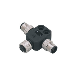 ifm E11627, Side Entry, Top Entry 2 Pole M12 Plug to 1 Pole M12 Socket Adapter