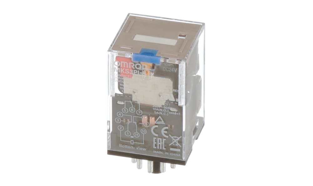 Omron MKS3PI-5 12VDC, PCB Mount Relay, 12V dc Coil, 10A Switching Current, 3PDT
