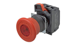 Omron A22NE-M-PD22-C, A22NE-PD Series Twist Release Illuminated Emergency Stop Push Button, Panel Mount, 22mm Cutout, 2NO + 2NC, IP65