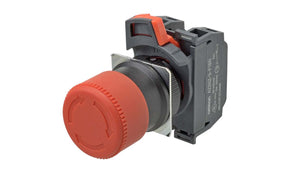 Omron A22NE-S-PD22-N, A22NE-PD Series Twist Release Emergency Stop Push Button, Panel Mount, 22mm Cutout, 2NO + 2NC, IP65