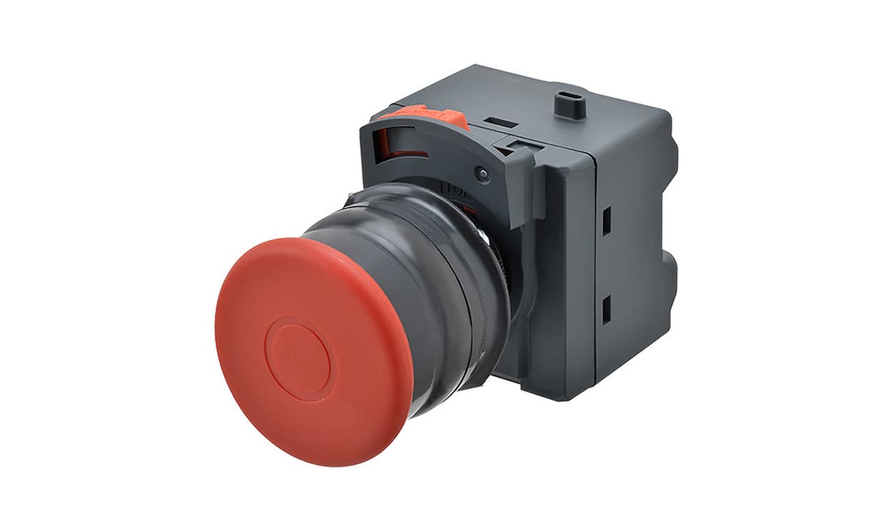 Omron A22NE-MP-PD12-N-69K, A22NE-PD Series Pull Release Emergency Stop Push Button, Panel Mount, 22mm Cutout, 2NO + 2NC, IP69K