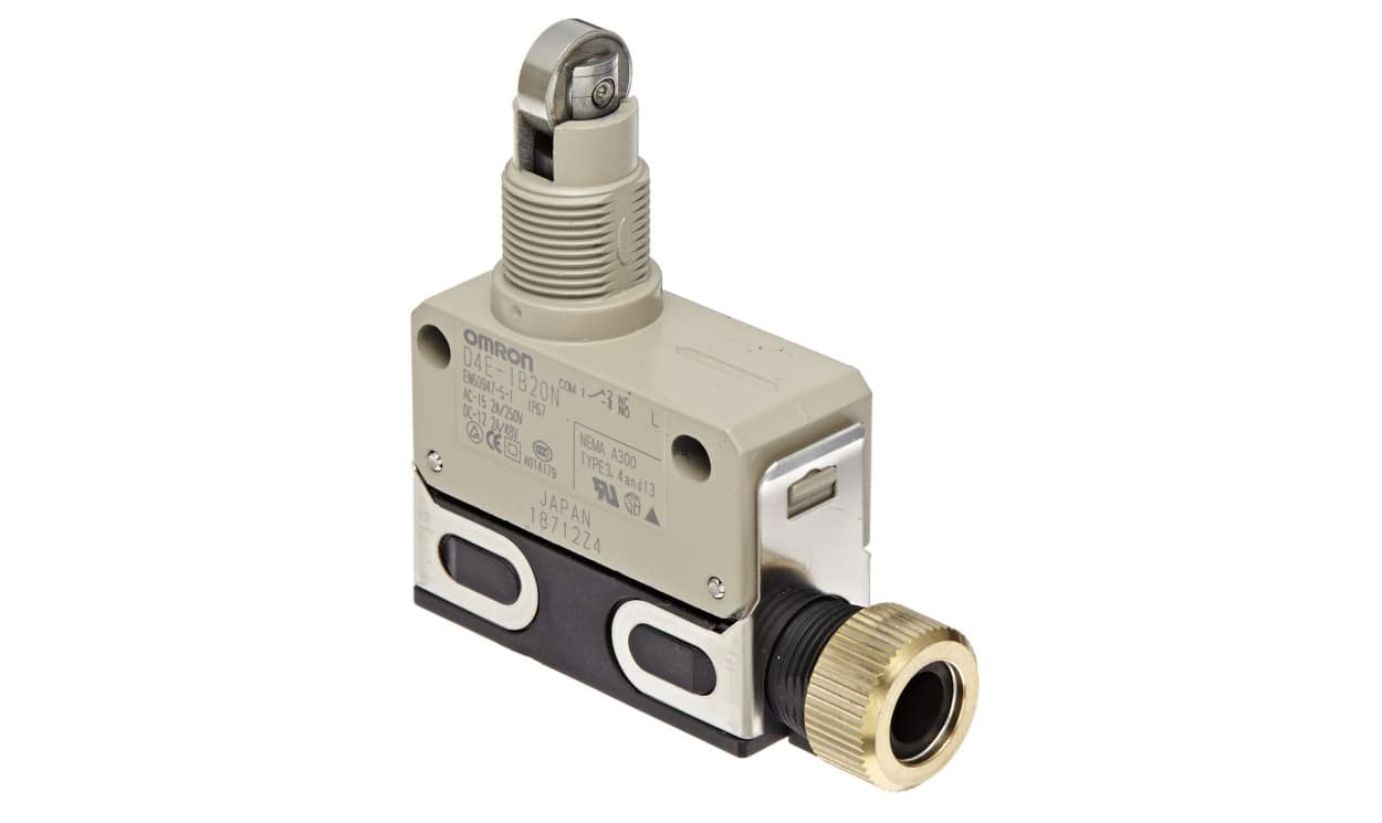 Omron D4E-1B20N, D4E Series Roller Plunger Limit Switch, IP67, SPDT, Zinc Housing, 125V ac Max, 5A Max