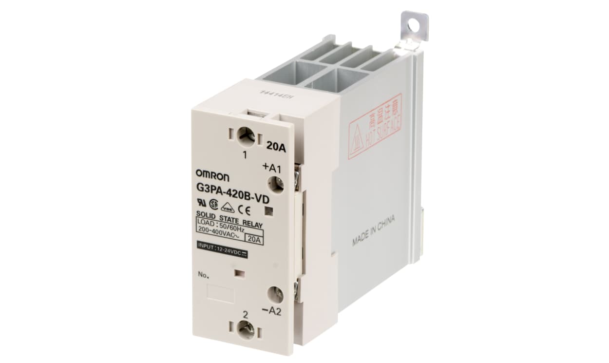 Omron G3PA-420B-VD-2 12-24VDC, G3PA Series Solid State Relay, 20 A Load, DIN Rail Mount, 528 V Load, 200 V ac Control - generaltechuae