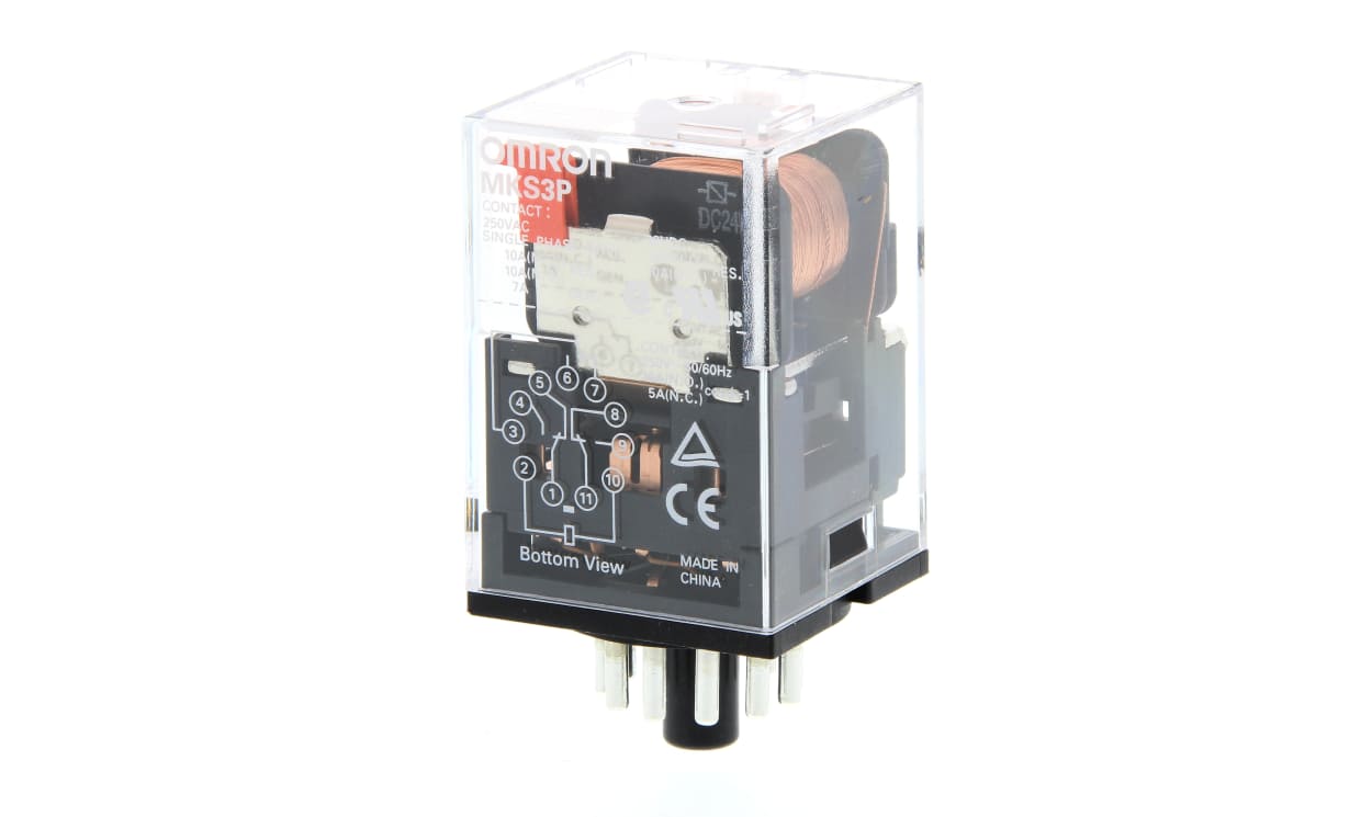 Omron MKS3P 24VDC, Plug In Relay, 24V dc Coil, 10A Switching Current, 3PDT