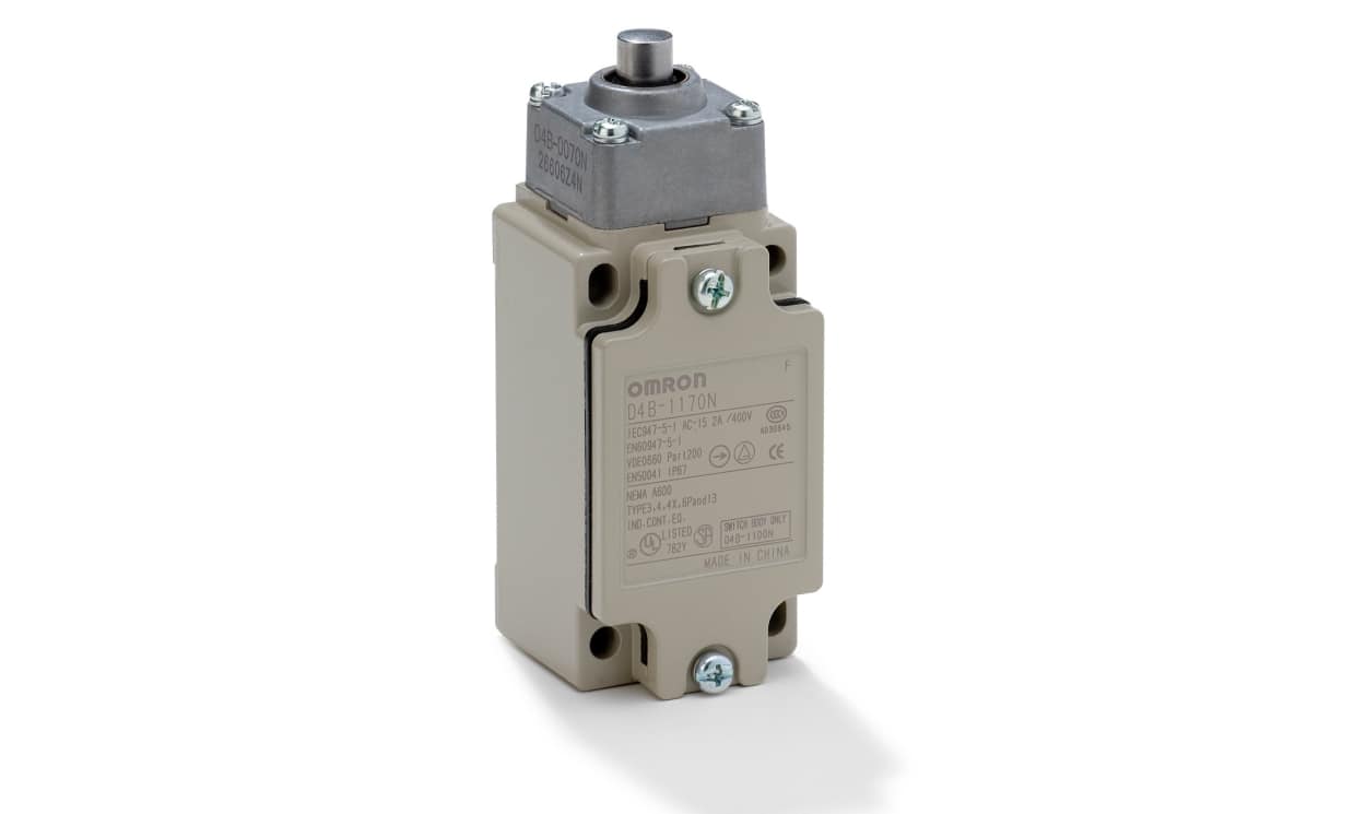 Omron D4B-4A70N, Plunger Limit Switch, 2NC, IP67, Metal Housing, 400V ac Max, 10A Max