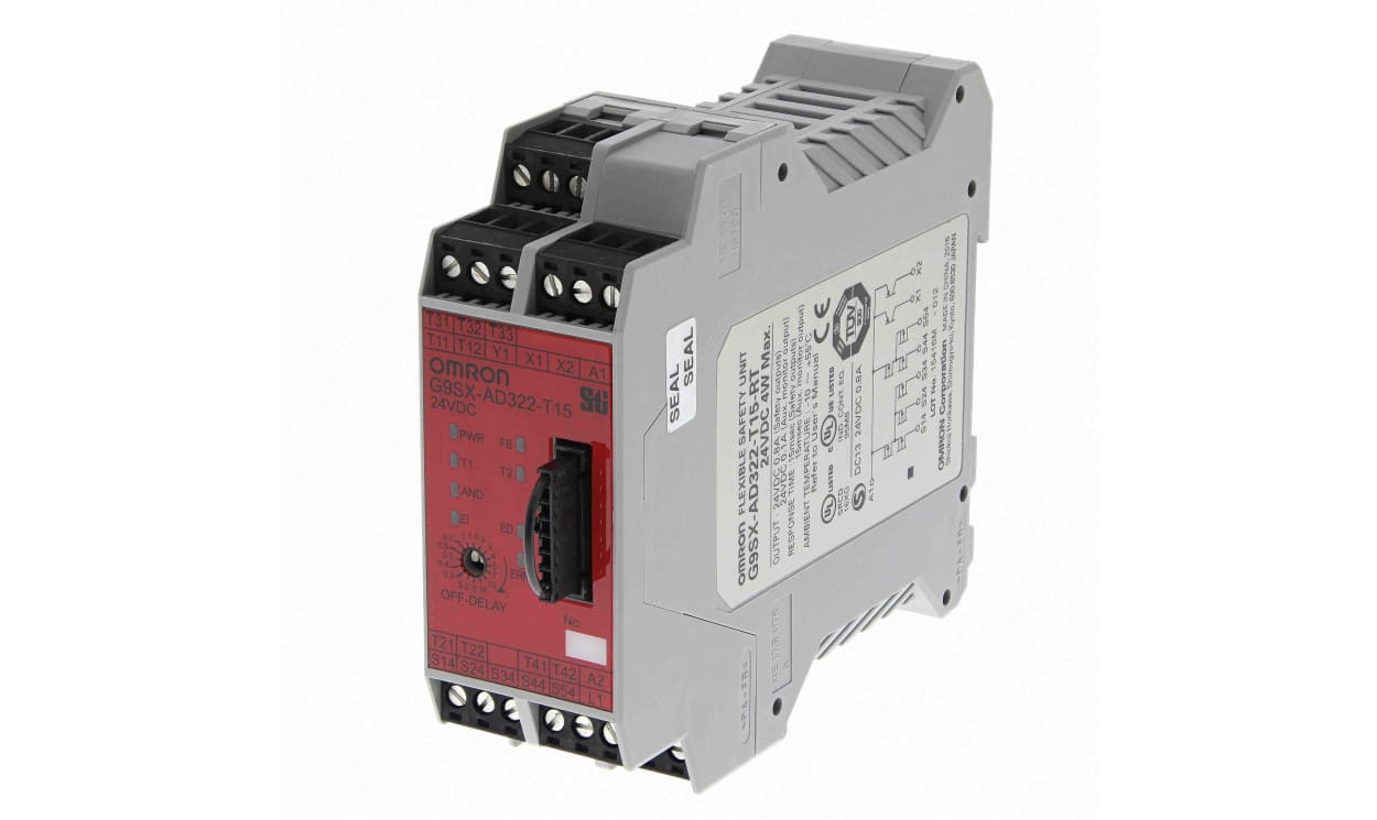 Omron G9SX-ADA222-T15-RT DC24, Advanced Unit G9SX 2 Auxiliary Contacts Safety Relay 24V dc, Single/Dual-Channel 3 Safety Contacts
