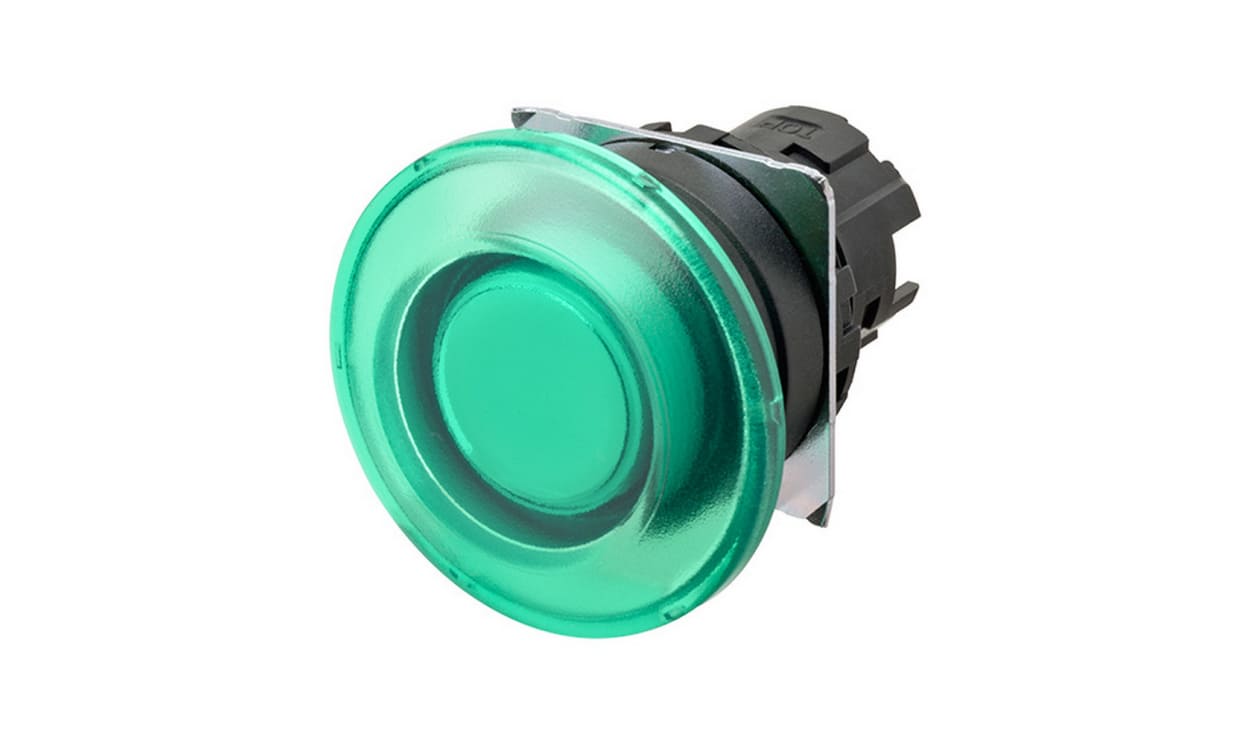 Omron A22NZ-BMM-TGA, A22N Series Green Momentary Push Button Head, 22mm Cutout