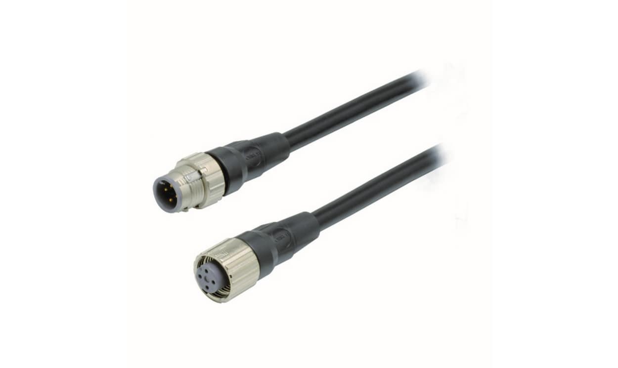 Omron XS5W-D421-C81-XR, Straight Female 4 way M12 to Straight Male 4 way M12 Sensor Actuator Cable, 1m