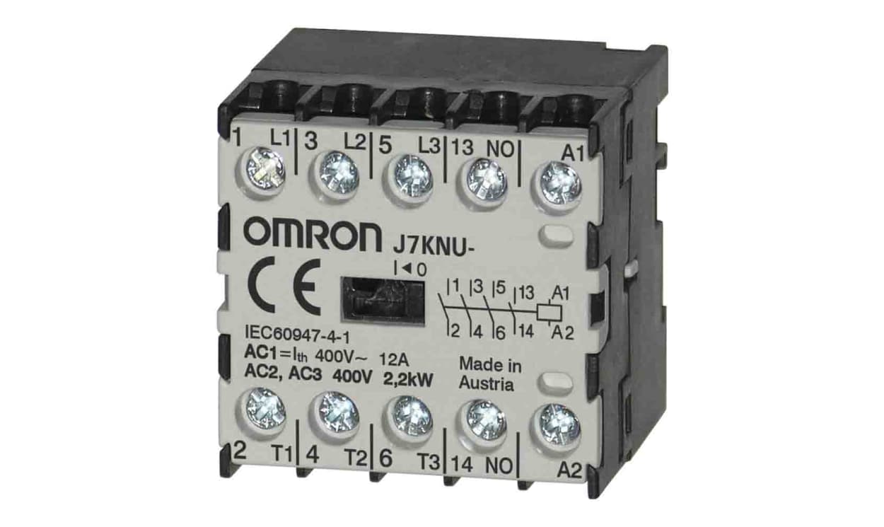 Omron J7KNU-05-01 110, Contactor, 110 VAC Coil, 3-Pole, 5 A, 2.2 kW, 3NO + 1NC - generaltechuae