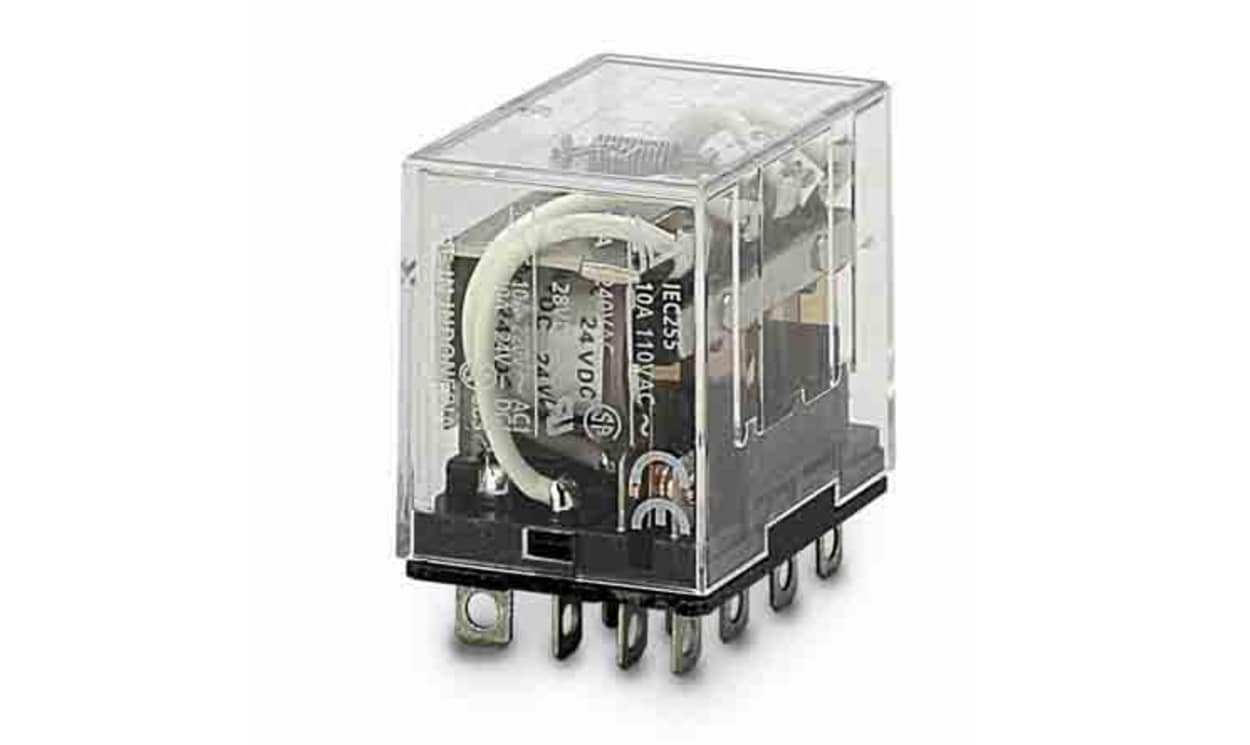 Omron LY4I4N 24VDC, Plug In Non-Latching Relay, 24V dc Coil, 10A Switching Current, 4PDT