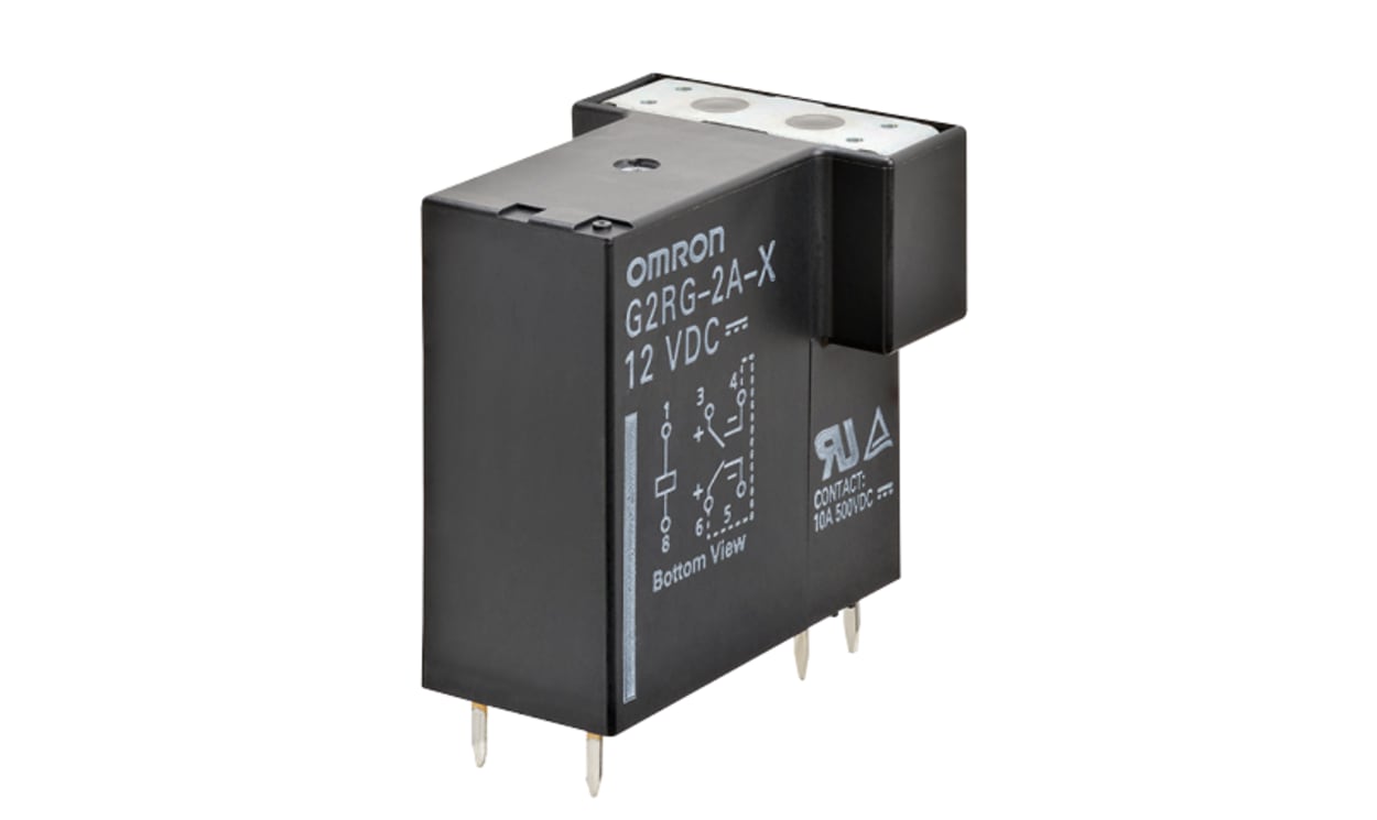 Omron G2RG-2A-X DC24, PCB Mount Non-Latching Relay, 24V dc Coil, 10A Switching Current, DPST