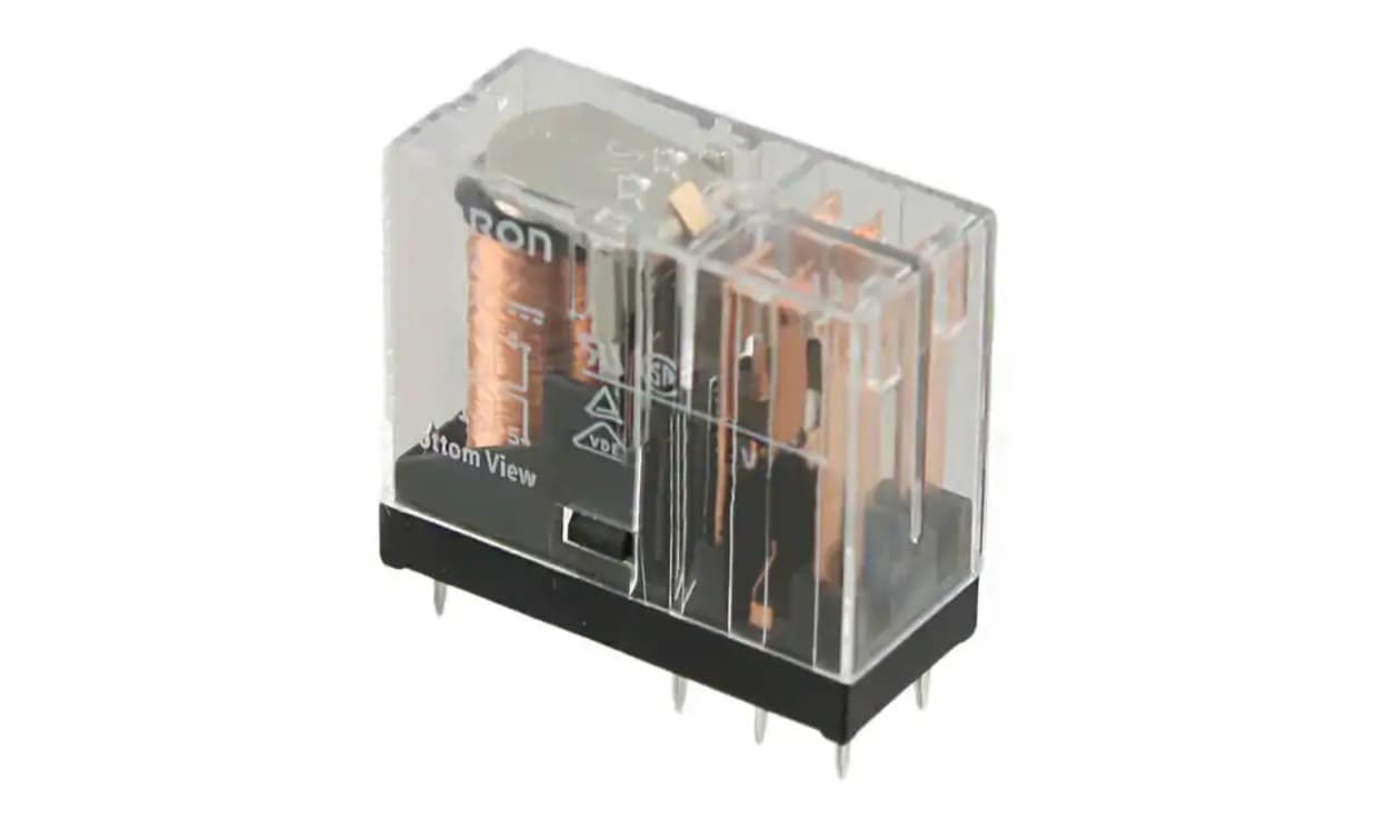 Omron G2R-2 AC230, PCB Mount Non-Latching Relay, 230V ac Coil, 3A Switching Current, DPDT