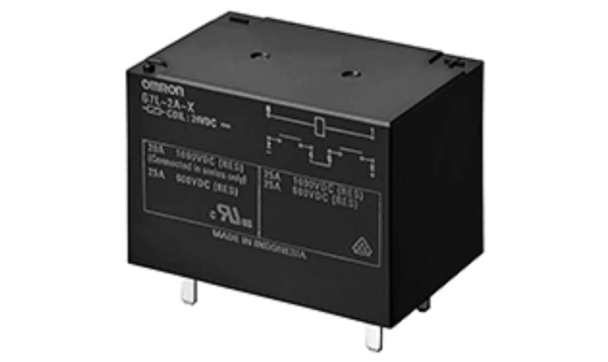 Omron G7L-2A-X-L DC24, PCB Mount Power Relay, 24V dc Coil, 20A Switching Current, DPST