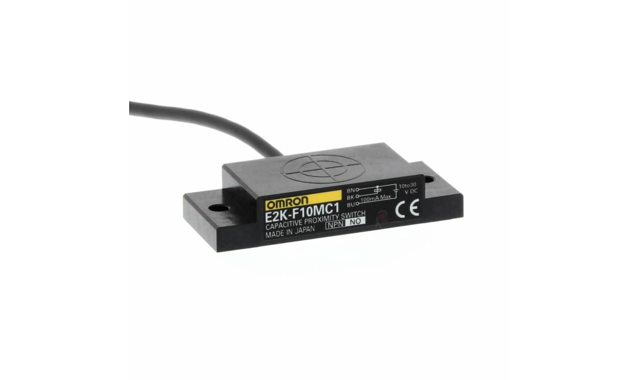 Omron E2K-F10MC1 2M, Capacitive Flat Proximity Sensor, 10 mm Detection, NPN NO, 12 → 24 V dc - generaltechuae