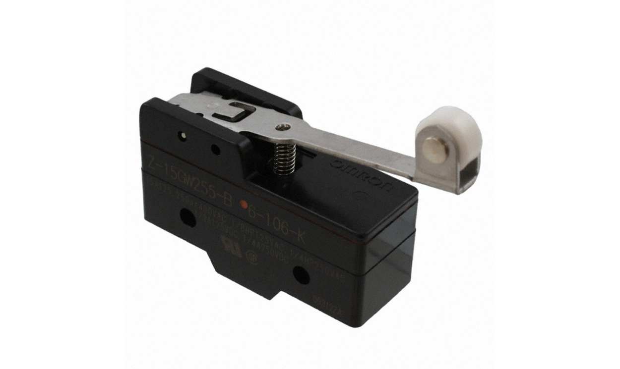 Omron Z-15GW255, Z Series Hinge Roller Lever Limit Switch, NO/NC, IP62, SPDT, Plastic Housing, 500V ac ac Max, 15A Max