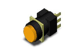 Omron A165-TYM-1, A16 Series Push Button Switch, Momentary, Panel Mount, SPDT, Yellow LED, 30V dc, IP65