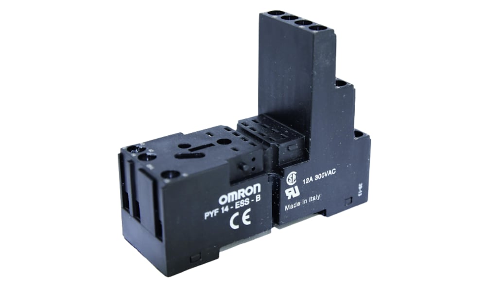 Omron PYF14-ESS-B, MY4 14 Pin 250V ac DIN Rail Relay Socket, for use with MY2, MY4