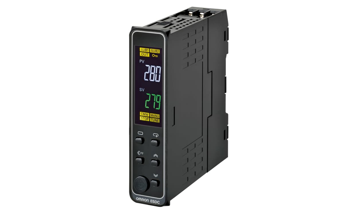 Omron E5DC-RX2DSM-000, E5DC DIN Rail, Panel Mount PID Temperature Controller, 48 x 48mm, 2 Output Relay, 24 V ac/dc Supply Voltage - generaltechuae