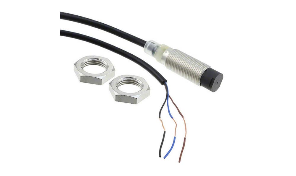 Omron E2B-M12KN08-WP-C1 2M, Inductive Threaded Barrel Proximity Sensor, M12, 8 mm Detection, NPN NO, 12 → 24 V dc