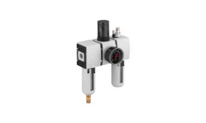 AVENTICS R412007318 G 3/8 FRL, Semi Automatic Drain, 5μm Filtration Size - With Pressure Gauge