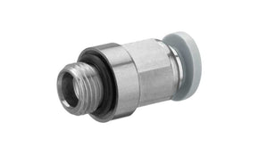 AVENTICS 2121004180 QR1-S-RPN Series Straight Fitting, G 1/8 Male to Push In 4 mm, Threaded Connection Style