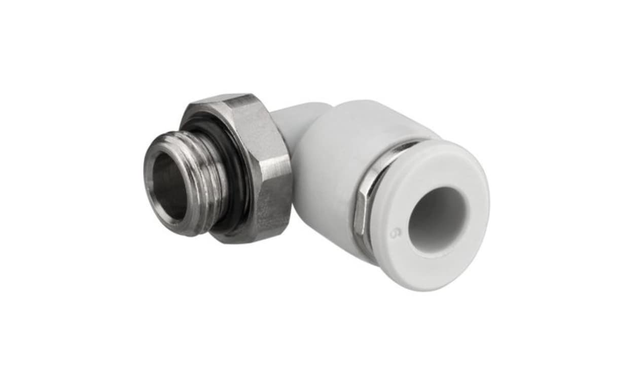 AVENTICS 2122006180 QR1-S-RVT Series Elbow Fitting, G 1/8 Male to Push In 6 mm, Threaded-to-Tube Connection Style
