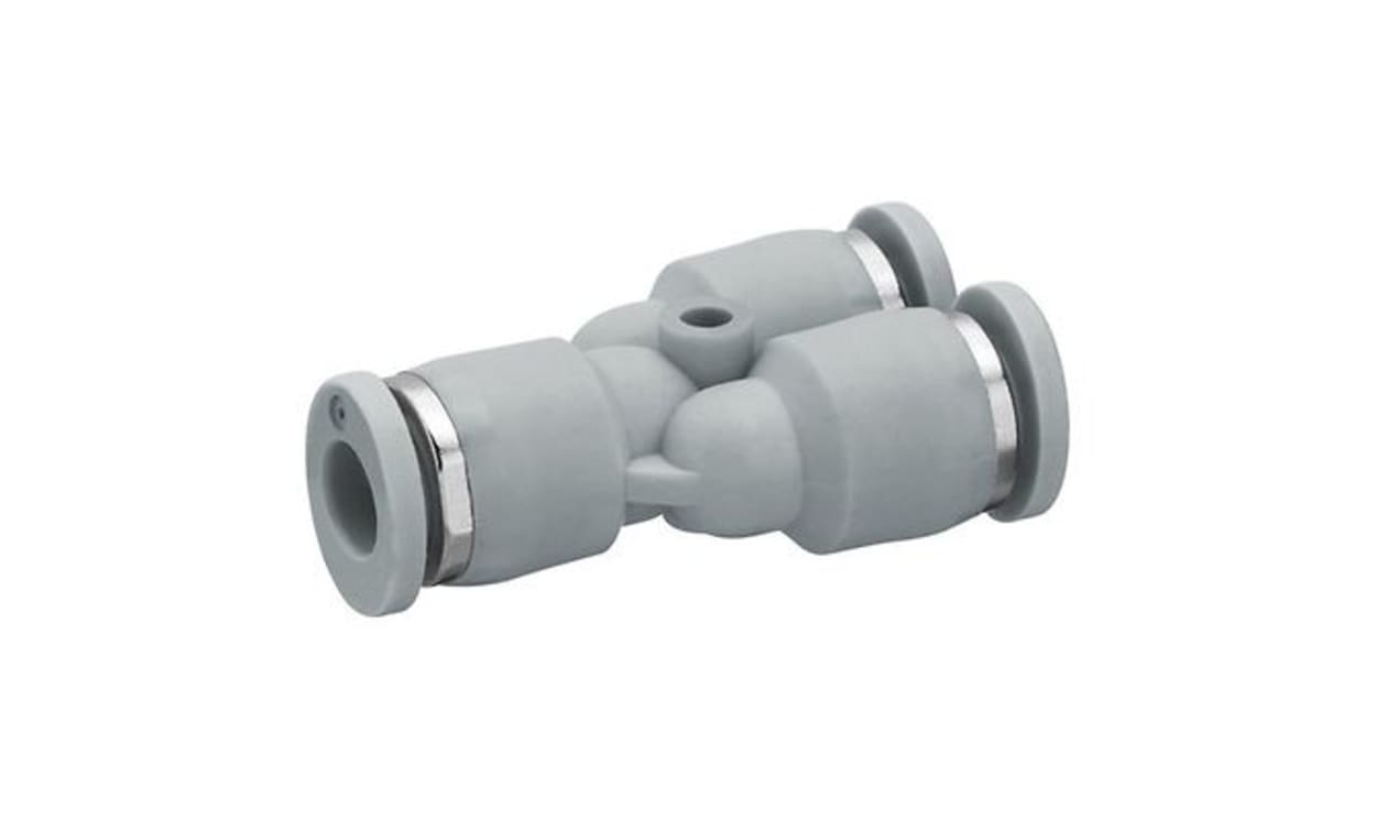 AVENTICS R412005083 QR1-S-RYR Series Y Fitting, Push In 12 mm to Push In 8 mm, Push-in Connection Style