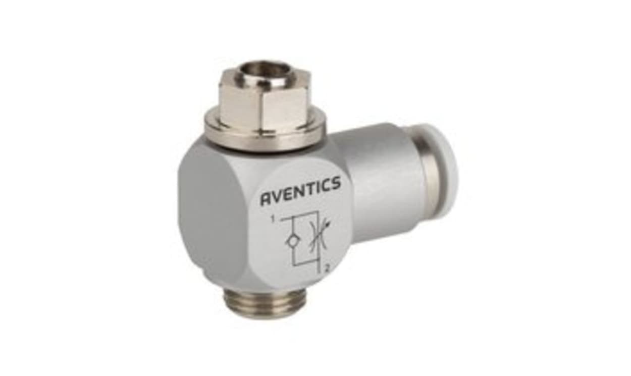 AVENTICS R412004995 CC02-AL Series Tube Flow Valve, 6mm Tube Inlet Port x M5 Male Outlet Port