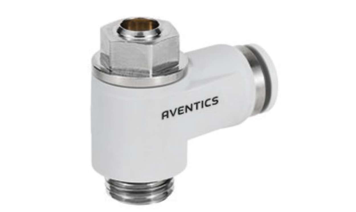 AVENTICS R412010565 CC04 Series Tube Flow Valve, 6mm Tube Inlet Port x M5 Male Outlet Port